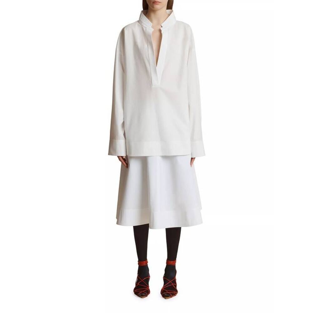 Khaite Tito Oversized Shirt Top in White 0 - Picture 4 of 5